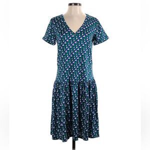 Duro Olowu for JCP Drop Waist V-Neck Short Sleeve Dress Geometric Print Sz. S